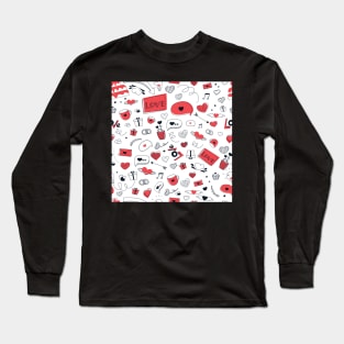 Love doodle pattern Long Sleeve T-Shirt